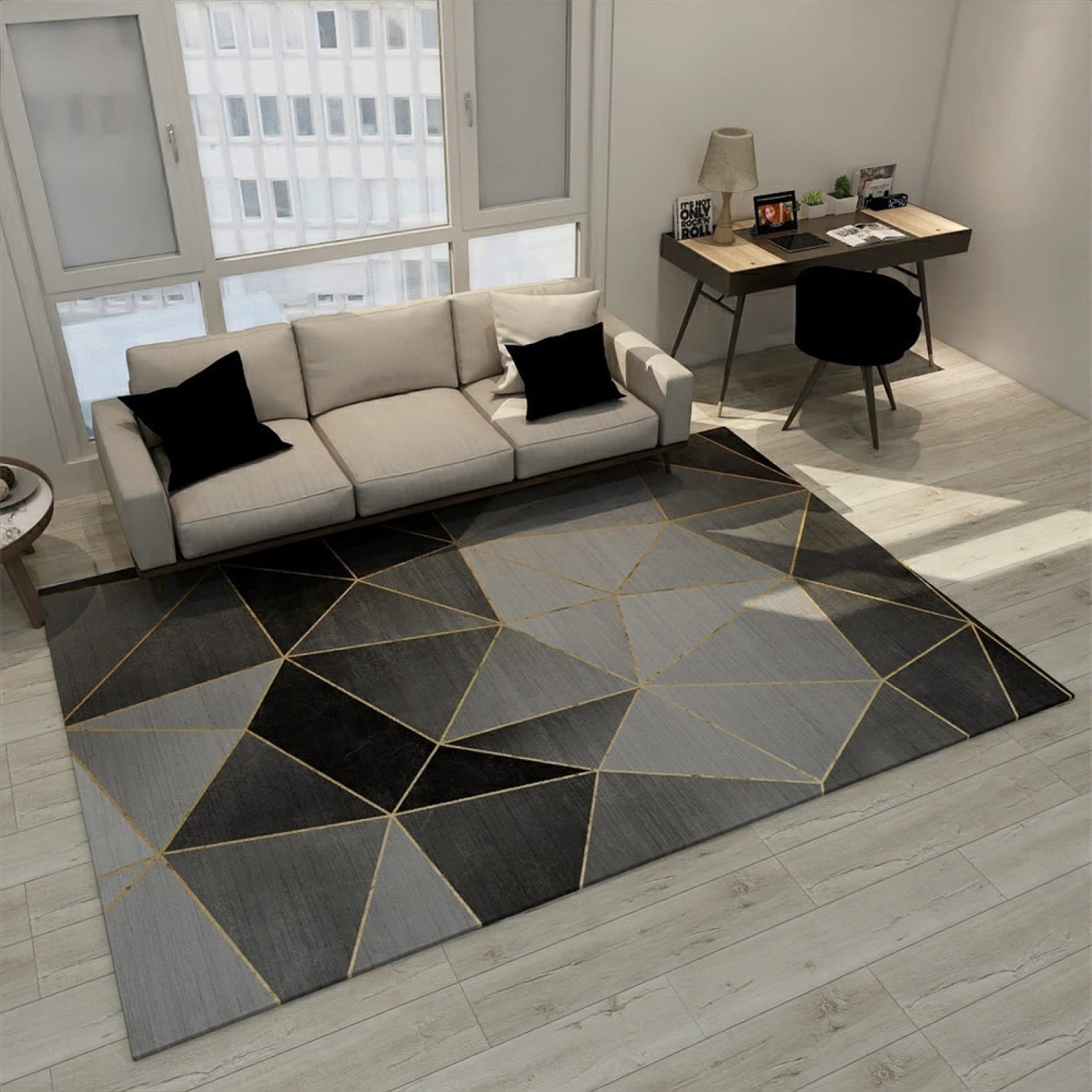 Tapis de chambre ado fille noir pour salon moderne et cocooning 100x200cm