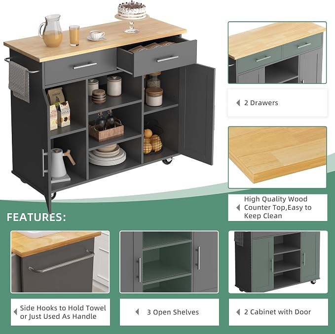 Shintenchi Kitchen Island with Storage