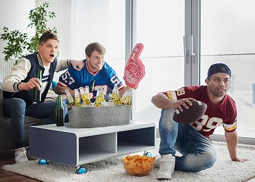 Miniatura 2 de Cubo de Hielo Galvanizado, 2 Piezas Tina de Bebidas Ovalada de 5 Galones, Cubos de Hielo Enfriadores de Bebidas para Fiestas, Cubo de Metal con