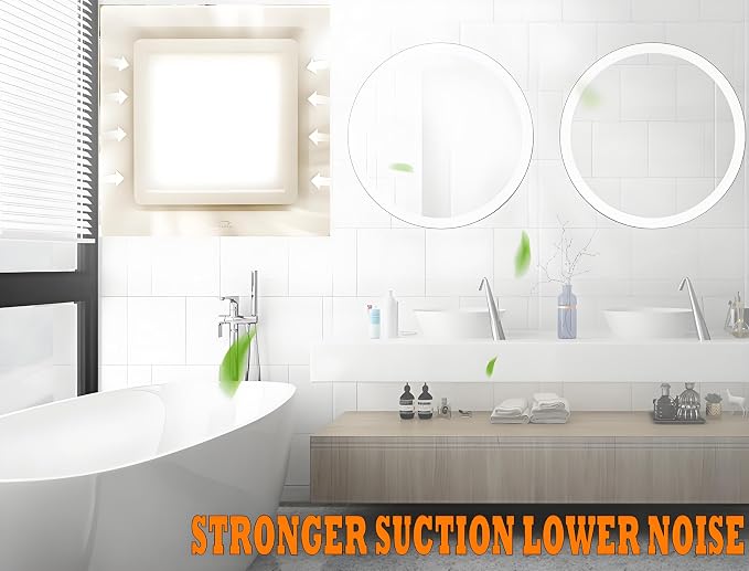 Ventilador de extracción para baño con luz LED, montaje en techo, 120 CFM, voltaje 110 V, ventilador silencioso de 4 pulgadas para ducha, baño o oficina miniatura 3