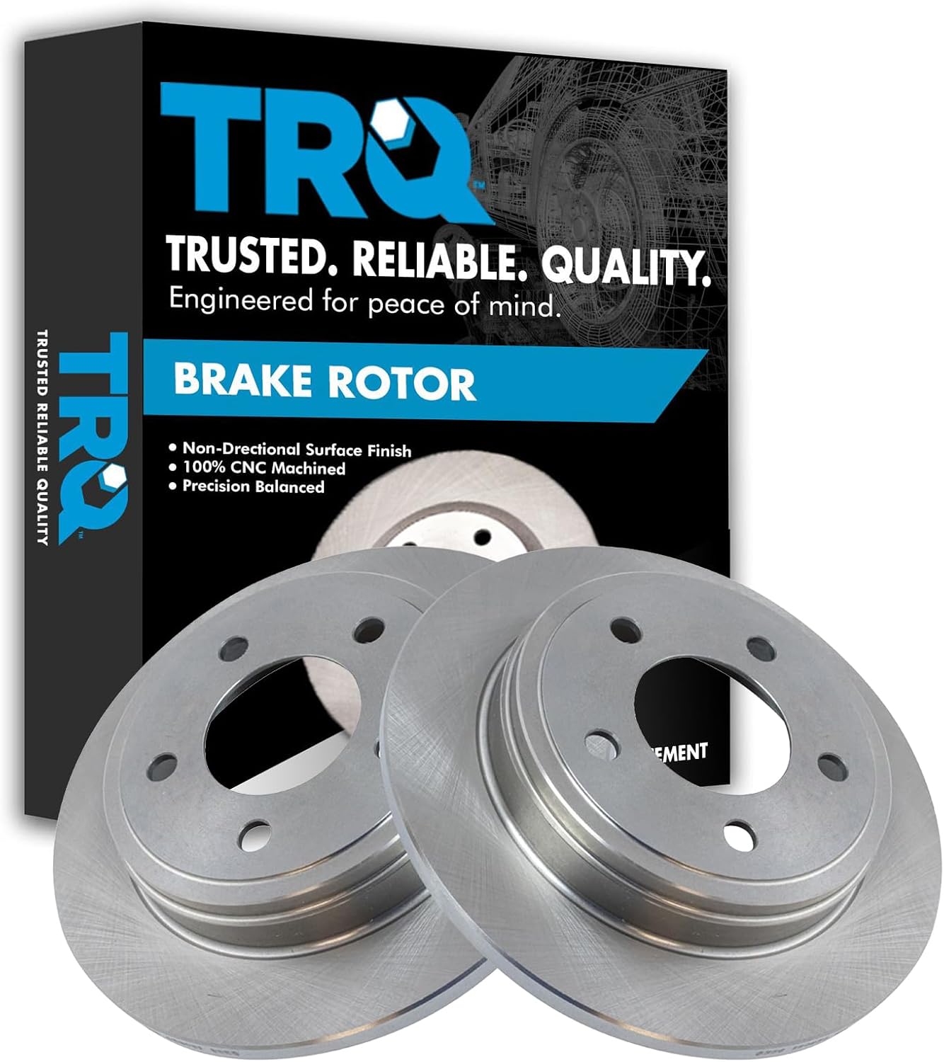 TRQ Rear Brake Rotors Set Solid Compatible with 1999-2004 Chrysler 300M 1993-2004 Concorde 1994-2001 LHS 1994-1996 New Yorker Dodge Intrepid 1993-1997 Eagle Vision