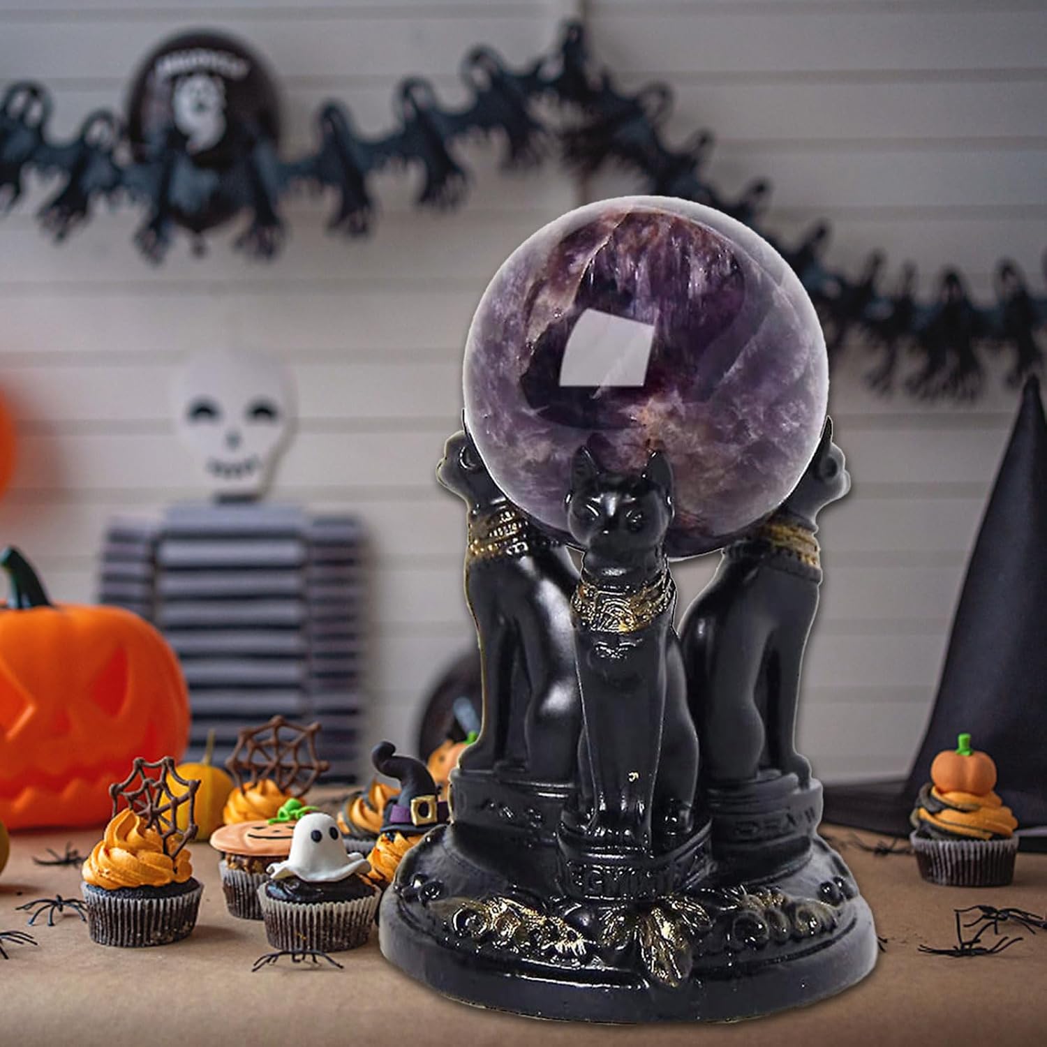 Crystals Cats Sphere Display Stands Resin Construction Multiple Use Holder for Tabletop Arrangements Crystals Sphere Base for Home Decoration