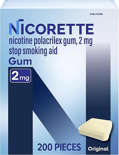 Nicorette - Goma de mascar de nicotina para dejar de fumar, 2 mg, sabor original - 200 unidades