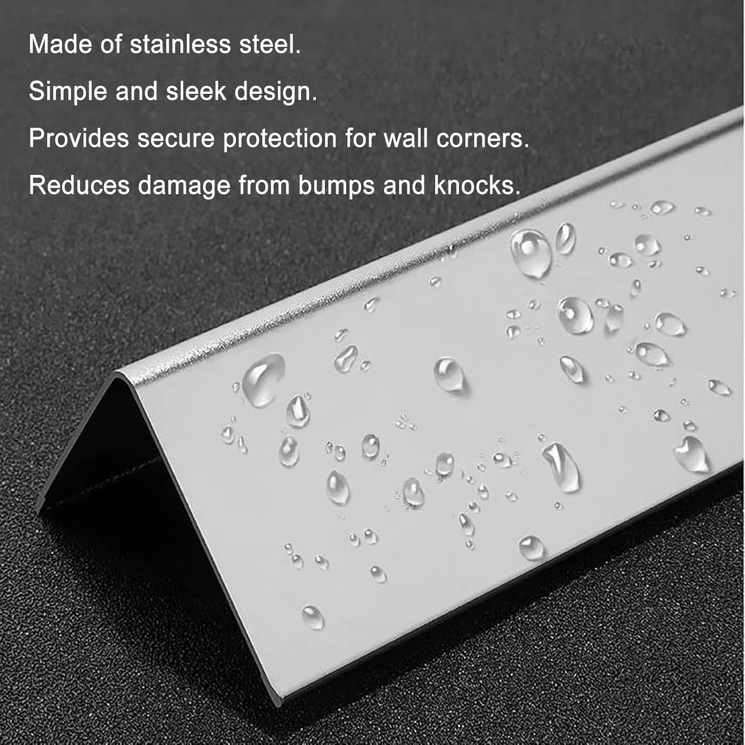 Stainless Steel Edge Protector Strip, Wall Corner Protectors for Peel and Stick, Anti-Collision Angle Corners Trim for Door/Cabinets/Window(6 PCS,L X W 72IN X 1.4IN)