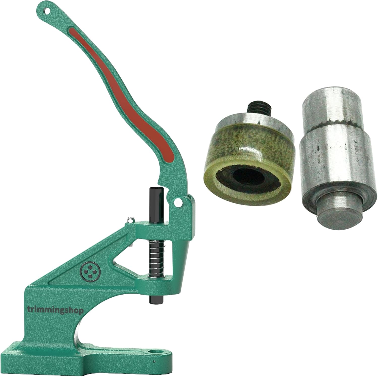 Trimming Shop 10mm Hand Press Machine and Heavy Duty, Metal Open Ring Snap Poppers, Fastener Press Studs Setting Tool Die Kit for Sewing, Leather Crafts and Clothing repair, Belts, Jeans, Grommets