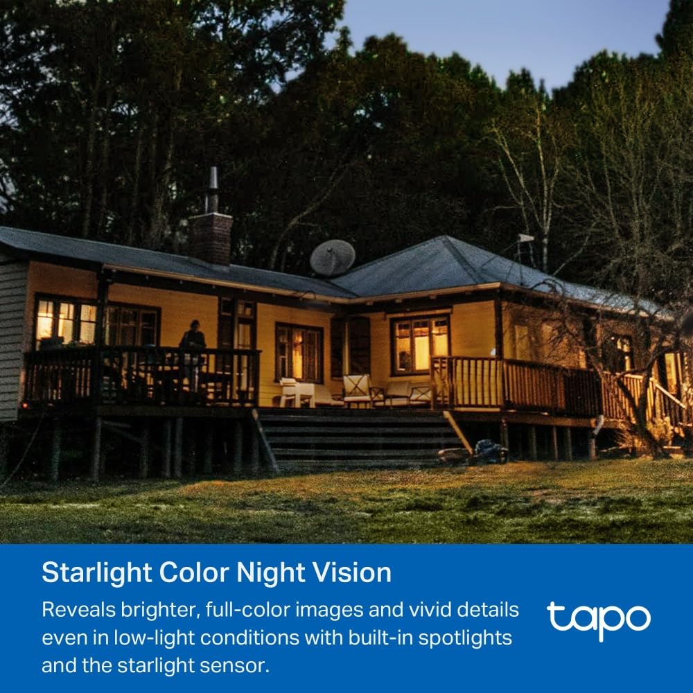 Tapo C52A 360° Überwachungskamera Außen, 2K 4MP, Starlight Farbe Nachtsicht, KI-Erkennung, Bewegungsverfolgung, WLAN oder Ethernet, microSD-Karte bis zu 512 GB