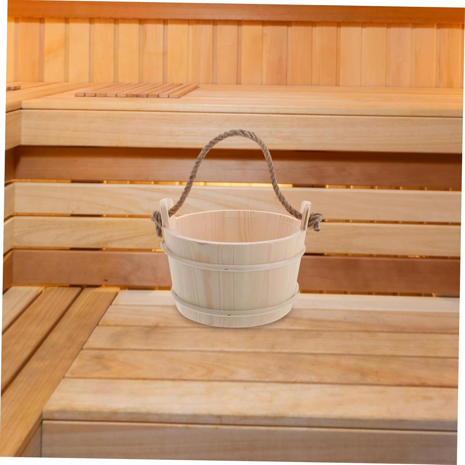 Wooden Sauna Bucket and Ladle Steam Room Capacity Wooden Bath Bucket Ladle for Spa and Relaxation Sessions