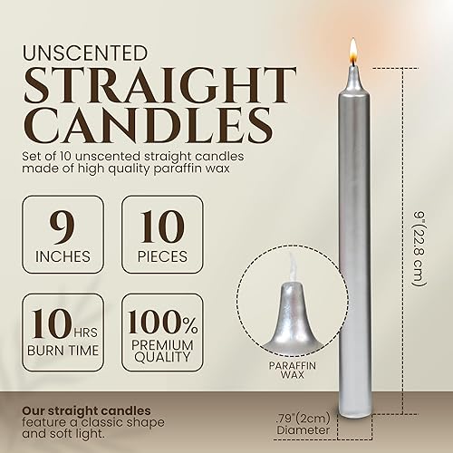 Miniatura 179 de Axiom Candles Velas altas sin goteo de 10 pulgadas sin perfume y sin humo, 9 horas de tiempo de combustión, velas cónicas para el hogar, cenas