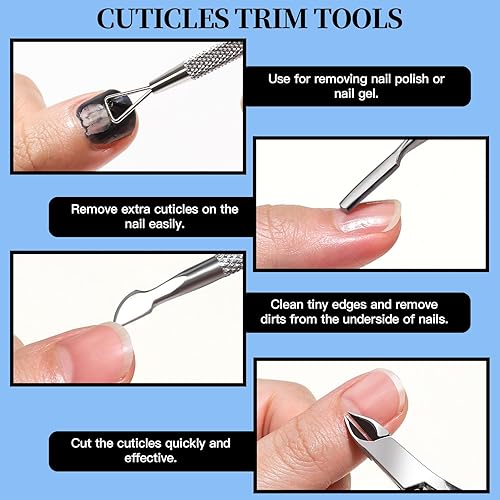 Miniatura 4 de FANDAMEI Juego de manicura para uñas, limas de uñas 100180, bloque de pulidor de uñas, pinzas para cutículas, empujador de cutículas, pelador de