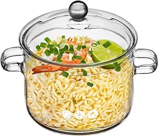 Angoily Glass Saucepan Glass Cooking Pot Clear Cooking Pot Household Cereal Bowls Clear Soup Pot Transparent Large Noodle Pot Home
