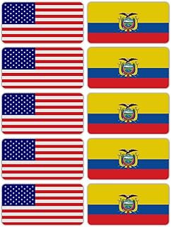 (x10) 3M Reflective Ecuador and US Flag Stickers | Versatile Safety Decals | Hard hats, laptops, bikes, toolboxes