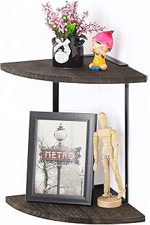 NEX 2~Tier Corner Shelf Floating Wall Mount Round End Shelves for Living Room  B - Compare price