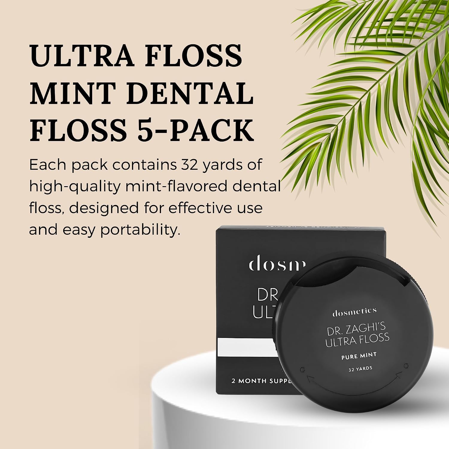 Dr. Zaghi Expanding Remineralization+ Thick Dental Floss 5 Pack, Pure Mint Expanding Floss, Oral Care Stretchable Hydroxyapatite Mineral Tooth Floss for Plaque and Gum Protection 32 Yards x 5 Flossers