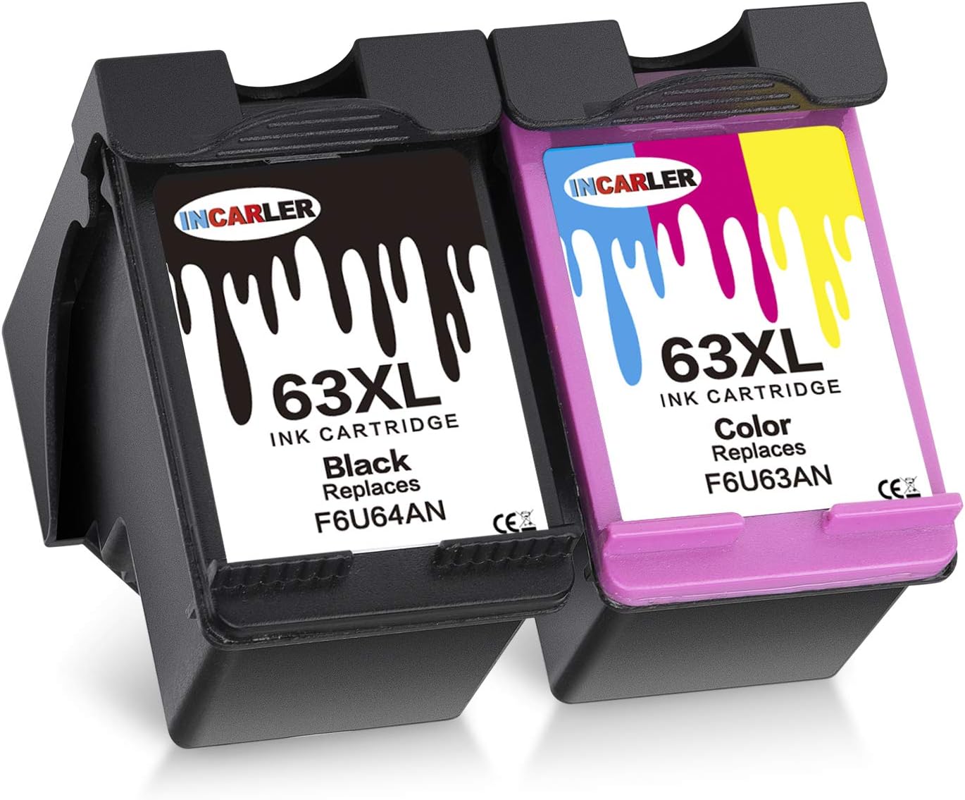 Authentic Crazy Deals Incarler 63XL Ink Cartridge Remanufactured Compatible with HP 63 XL Used in HP Officejet 4650 3830 4655 4652 Envy 4520 4512 4516 4522 Deskjet 1112 3632 3630 2130 2132 (1 Black 1 Tri-Color)