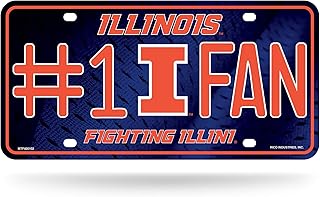 Rico Industries NCAA Illinois Fighting Illini #1 Fan Metal License Plate Tag