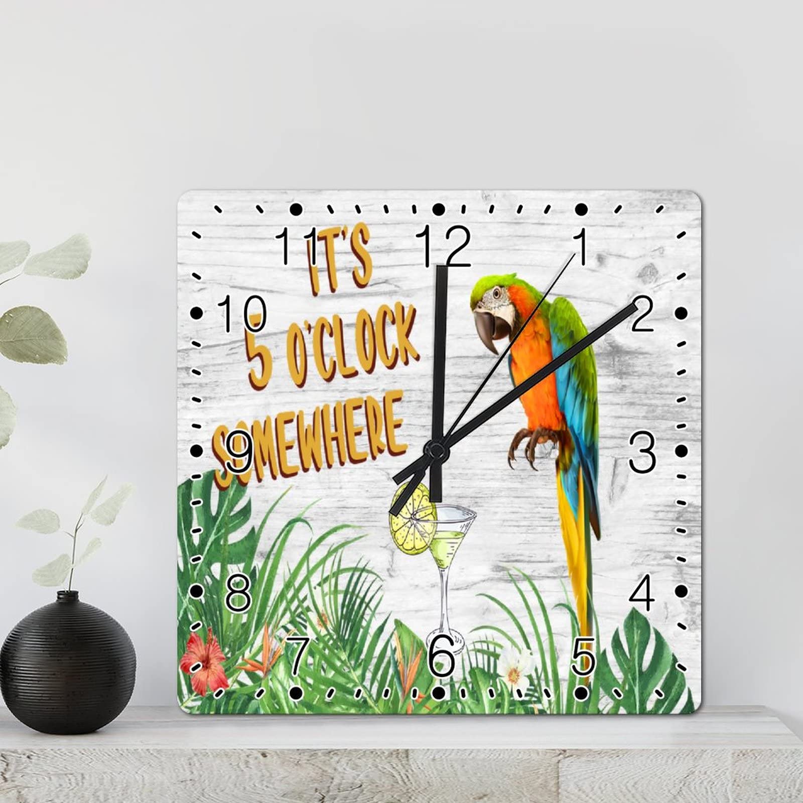 Horloge murale perroquet en bois de 30,5 cm style été