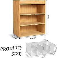 Vista 3 de Organizador de bolsas de té, almacenamiento de té de bambú con cajón de 3 capas, organizador para bolsas de té, madera natural y acrílico