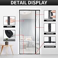 Vista 5 de Cortina de puerta aislada reversible transparente con apertura lateral izquierda o derecha, cubierta térmica magnética de puerta con mosquitera