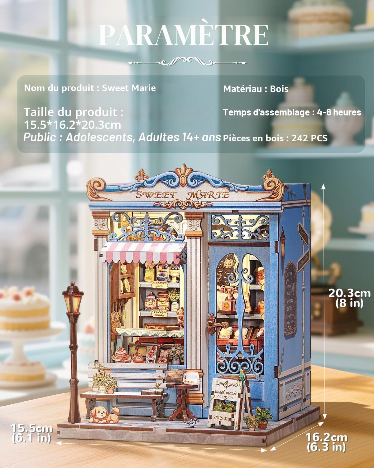 Kit Miniature Pâtisserie Française – Book Nook 3D Bois Cadeau Adulte