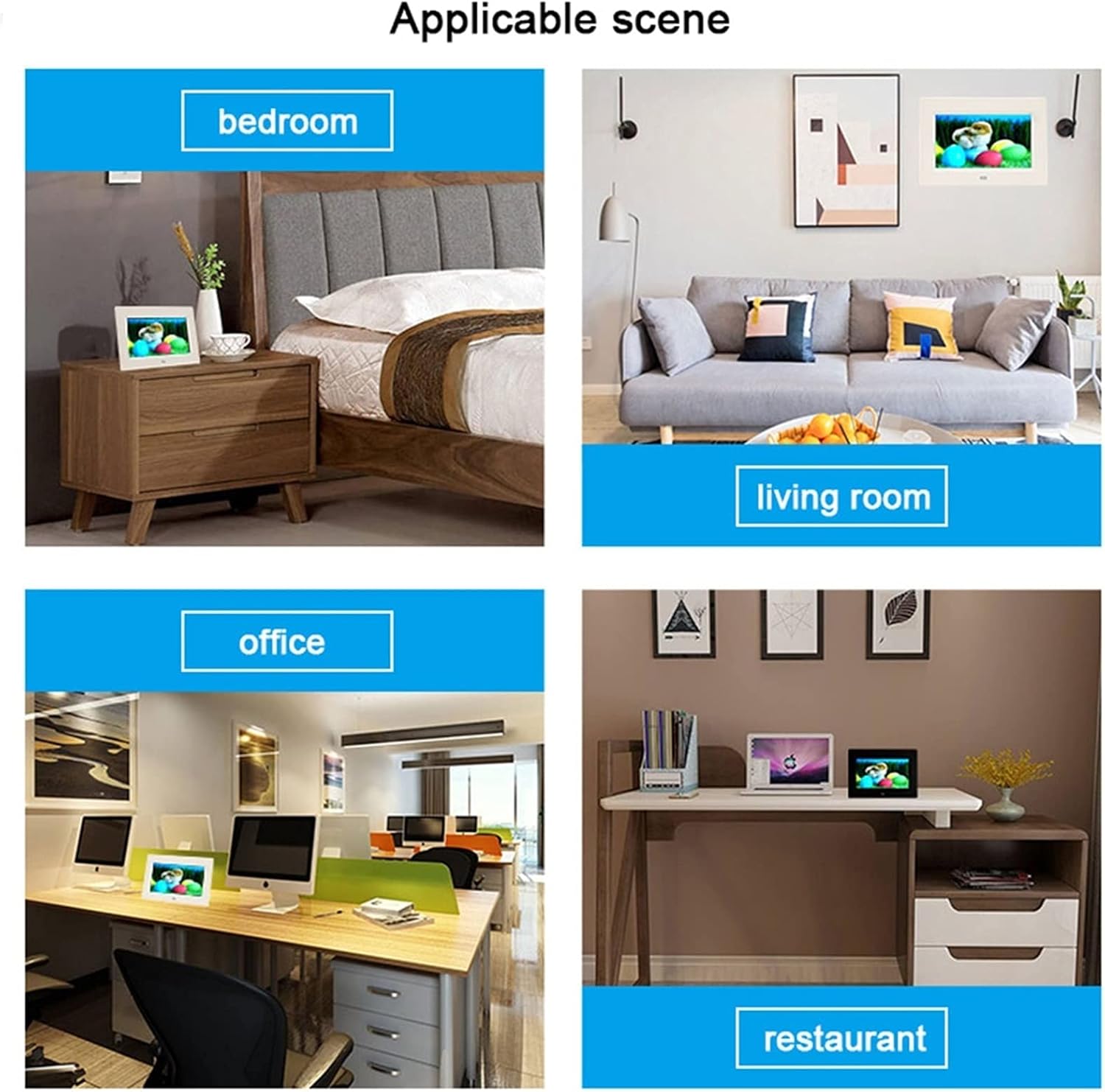 Photo Frames Black/White 7.0-Inch Home Video Player Multimedia Advertising Machine Support Video, Picture, Music Play Resolution 1024 * 600,White