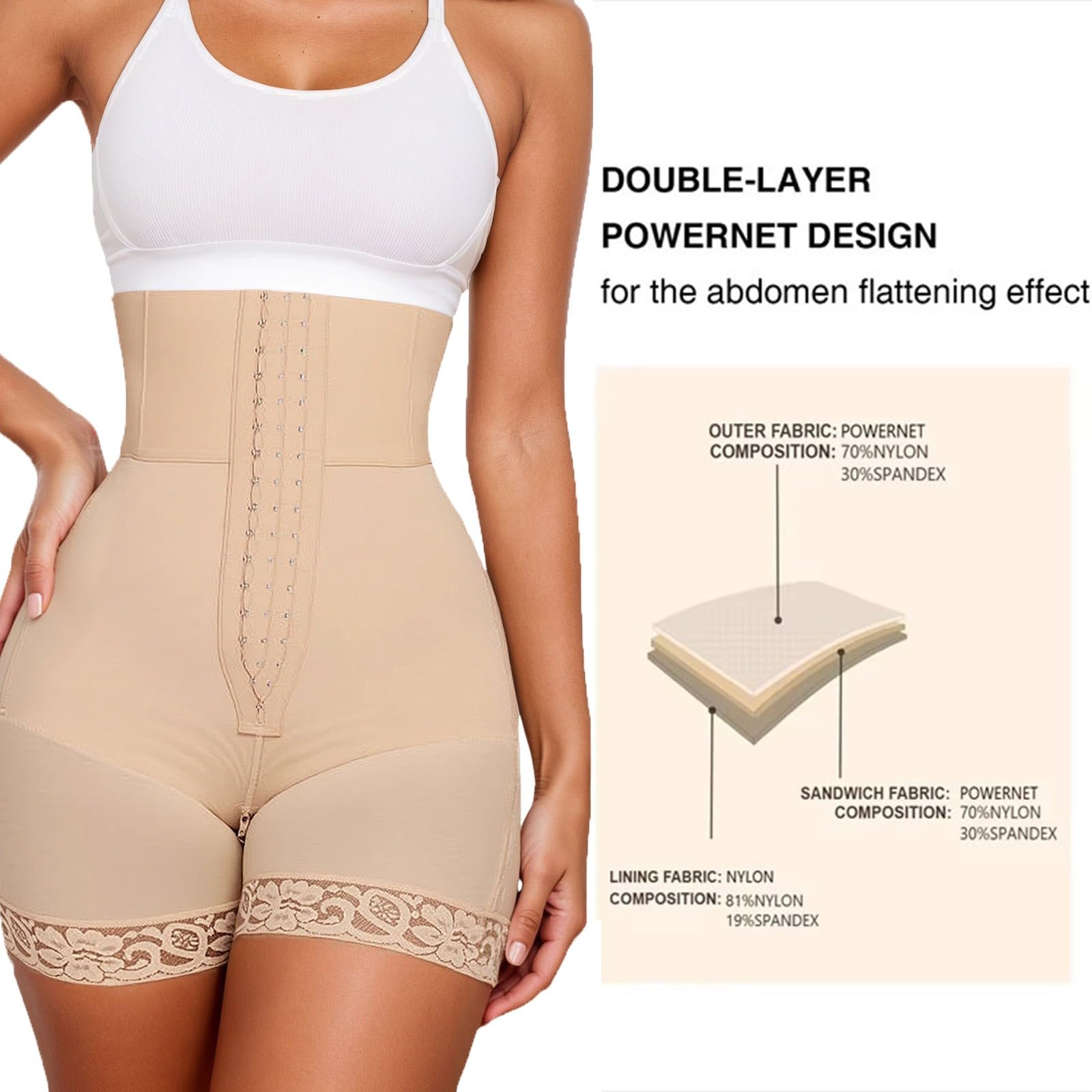 Genérico Fajas Moldeadoras Talla Grande Bragas corporales sin con Cremallera y realce de glúteos Cintura Alta para Mujer cómodas Prendas Interiores diarias