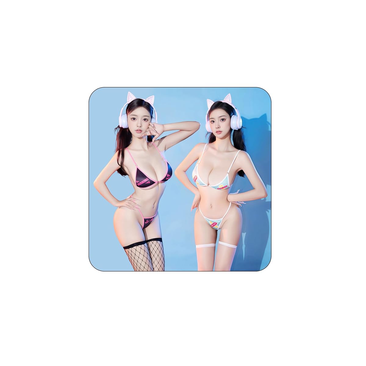 [Aokeea] セクシー マイクロビキニ ２点セット ハイレグ水着 ハイレグレオタード 過激 極薄 水着風 コスプレ ベビードール ランジェリー スクール水着 コスチューム 仮装 グリーン＆ブラック