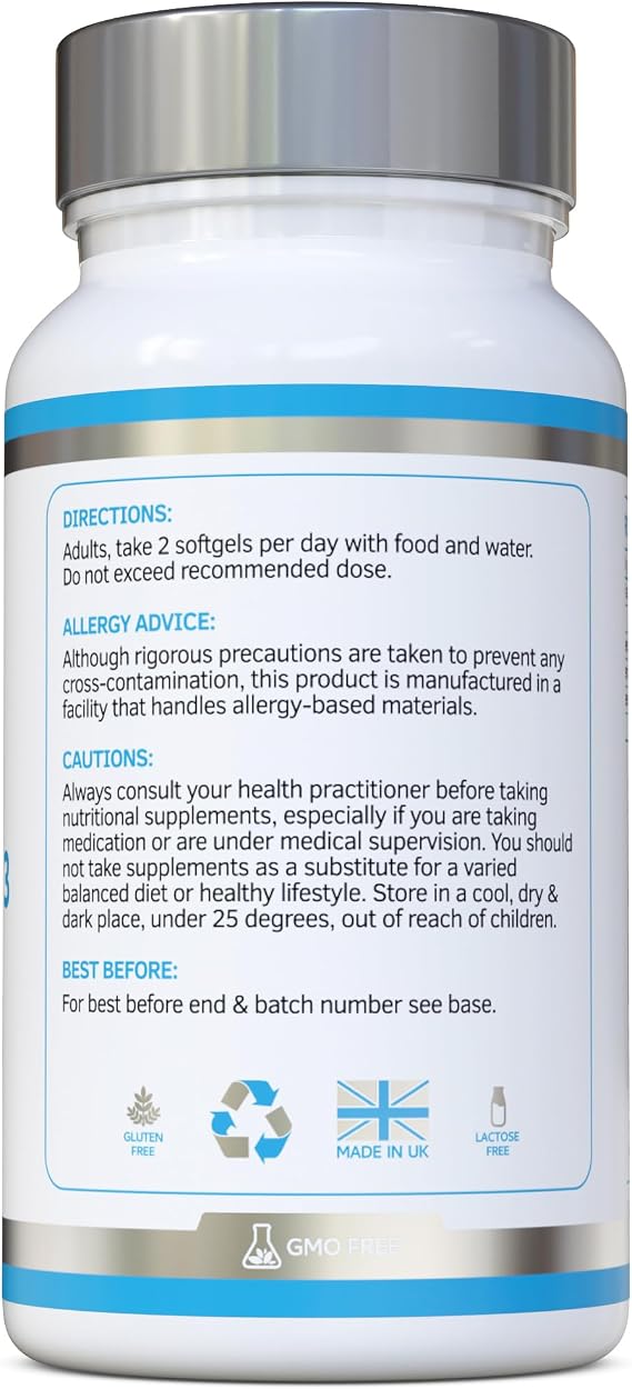 Vegan Omega 3 - Full Spectrum DHA, EPA & DPA - 90 Softgels of Life’s Omega Algal Oil - Ultimate Joint, Heart & Brain Health Supplement - Made in The UK