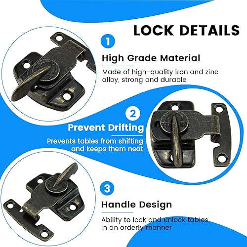 Miniatura 3 de SDTC Tech Paquete de 2 cerraduras de mesa de comedor, resistentes para mesa de entrenamiento de comedor, hebillas de resorte de metal para mesas de