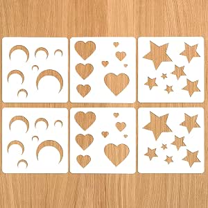 6 Pack Moon and Star Stencil Set