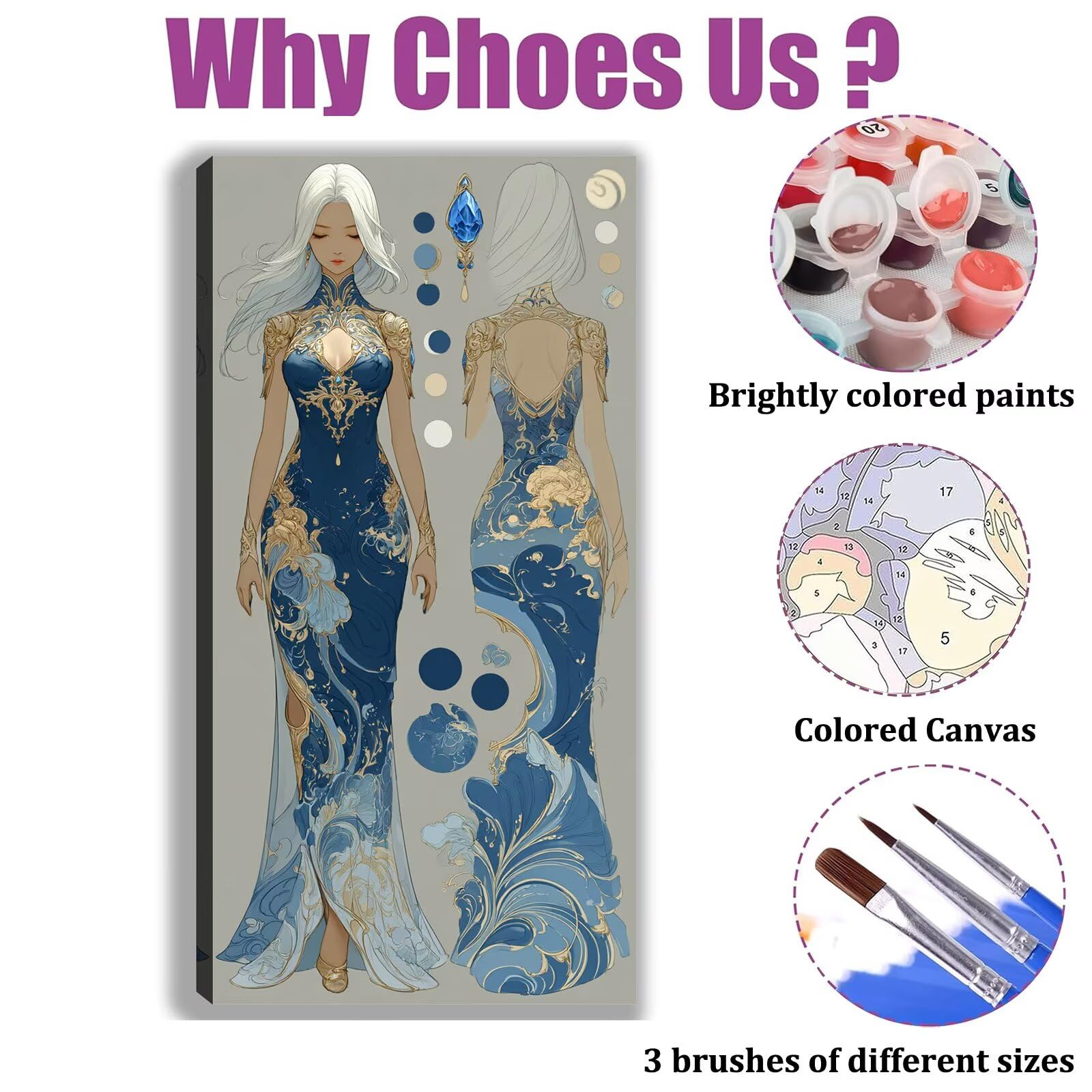 Malen nach Zahlen Erwachsene Großes Format 60x120cm, Karikatur Panorama DIY Malset Komplettset auf Leinwand, Ohne Rahmen Acryl Ölgemälde Malen nach Zahlen Mädchen, Geschenk für Frauen,w-1160k