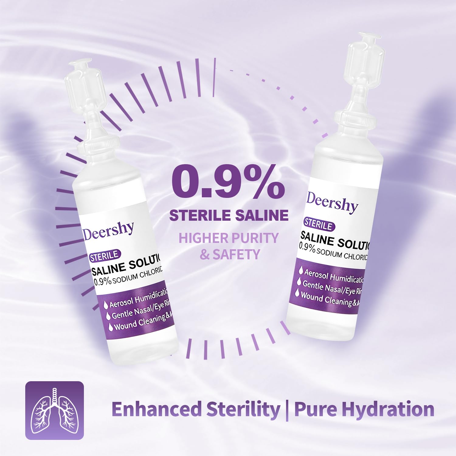 Upgraded 0.9% Sodium Chloride Saline Solution, 5ml Single-Use Vials 30 Count, Gentle Daily Cleansing for Nose, Ears and Skin, Safe for Infants, Children & Adults