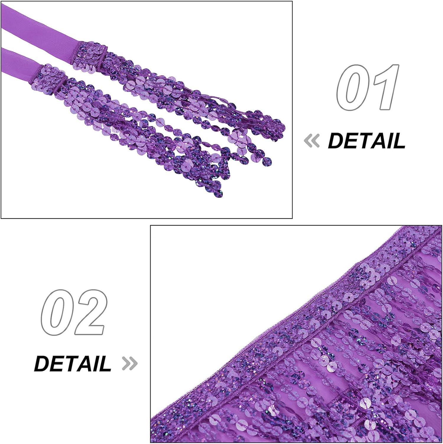 Womens Belly Dance Hip Scarf with Sparkly Fringe Rave Party Sequin Skirt Costume Festival Tassel Skirt - Image 4