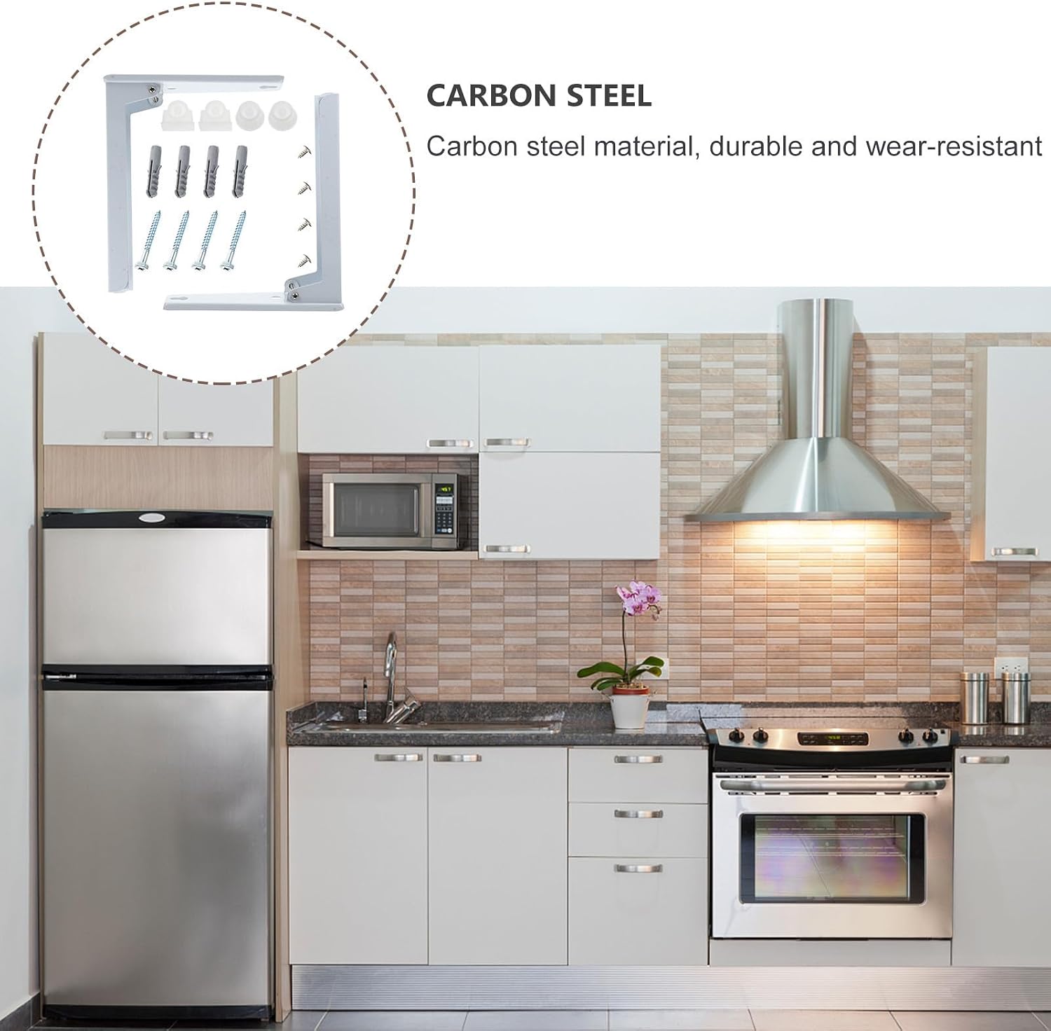 Wall Mounted Microwave Stand Foldable Retractable Carbon Steel Rack