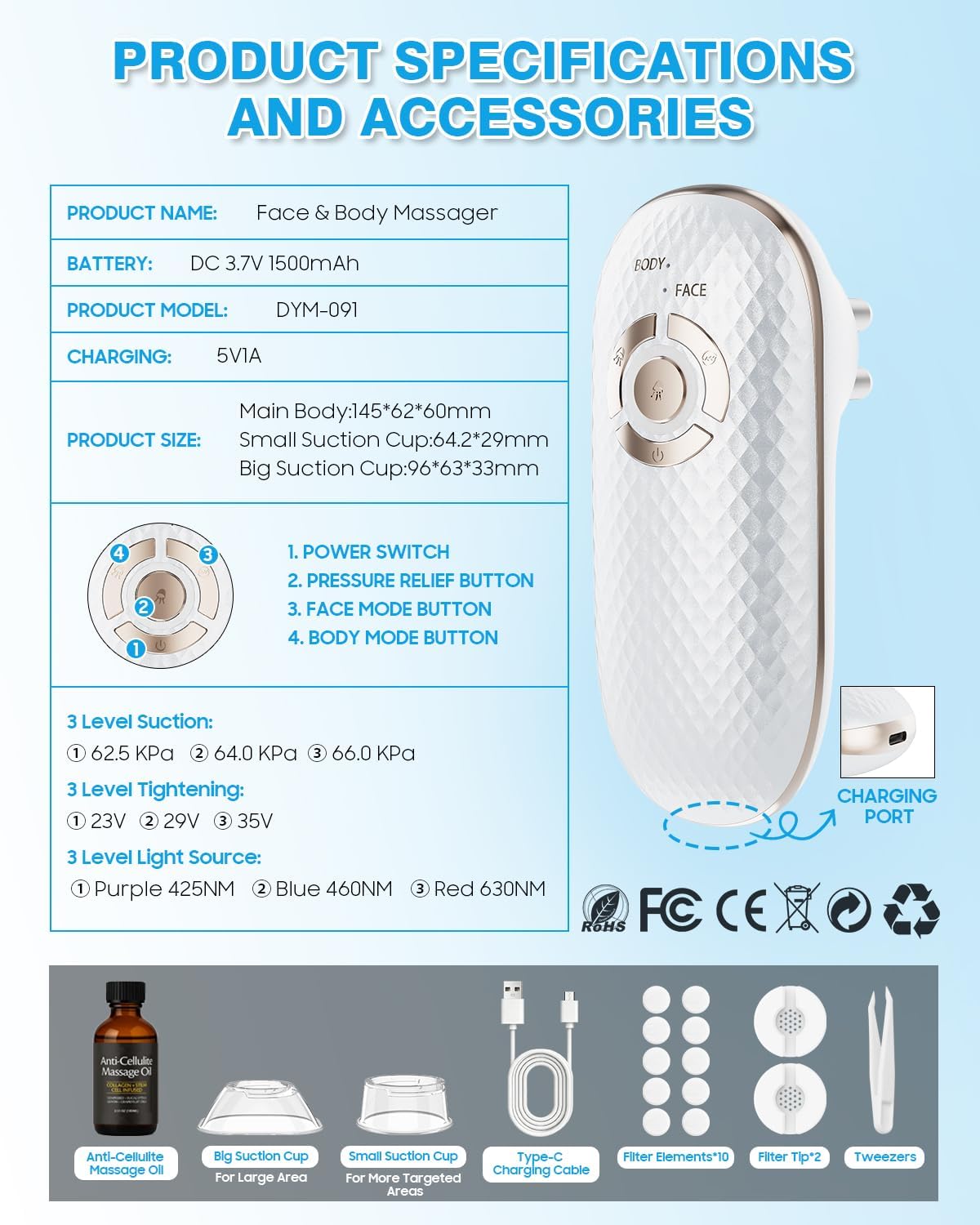 LZSIG 4-in-1 Body Sculpting Machine - Cellulite Massager Tool with Heating for Stomach, Arms, Legs - Facial Massager for Daily Routine & Gift