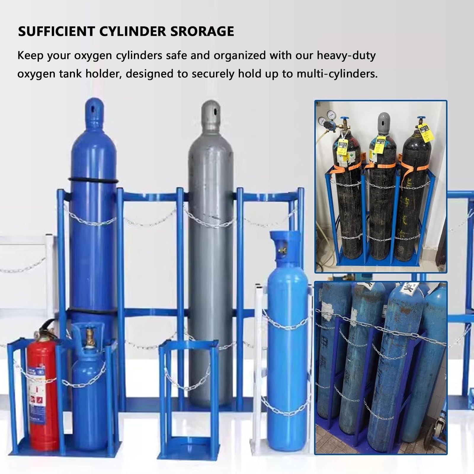 Bastidores cilindros compactos, bastidores cilindros alta resistencia, bastidores acero for almacenamiento tanques gas for fábricas, escuelas y hospitales, calibre 35 cm (13,7 pulgadas)(100x52x41cm(39