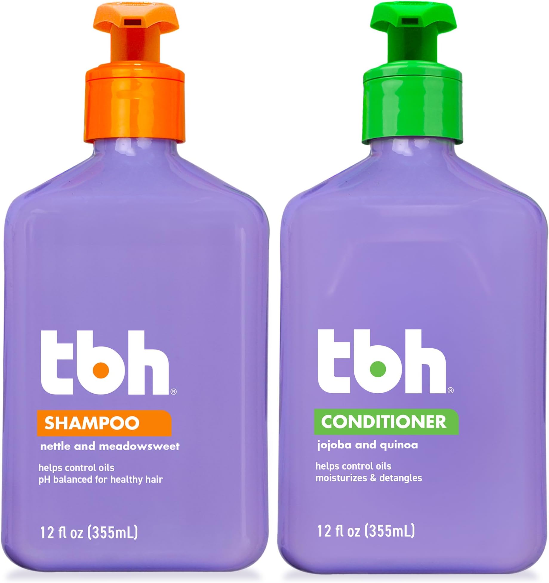 TBH Kids & Teen Shampoo and Conditioner Set – Sulfate & Paraben Free, Lightweight & Hydrating Hair Care for All Hair Types – 2-Pack, 12 oz Each