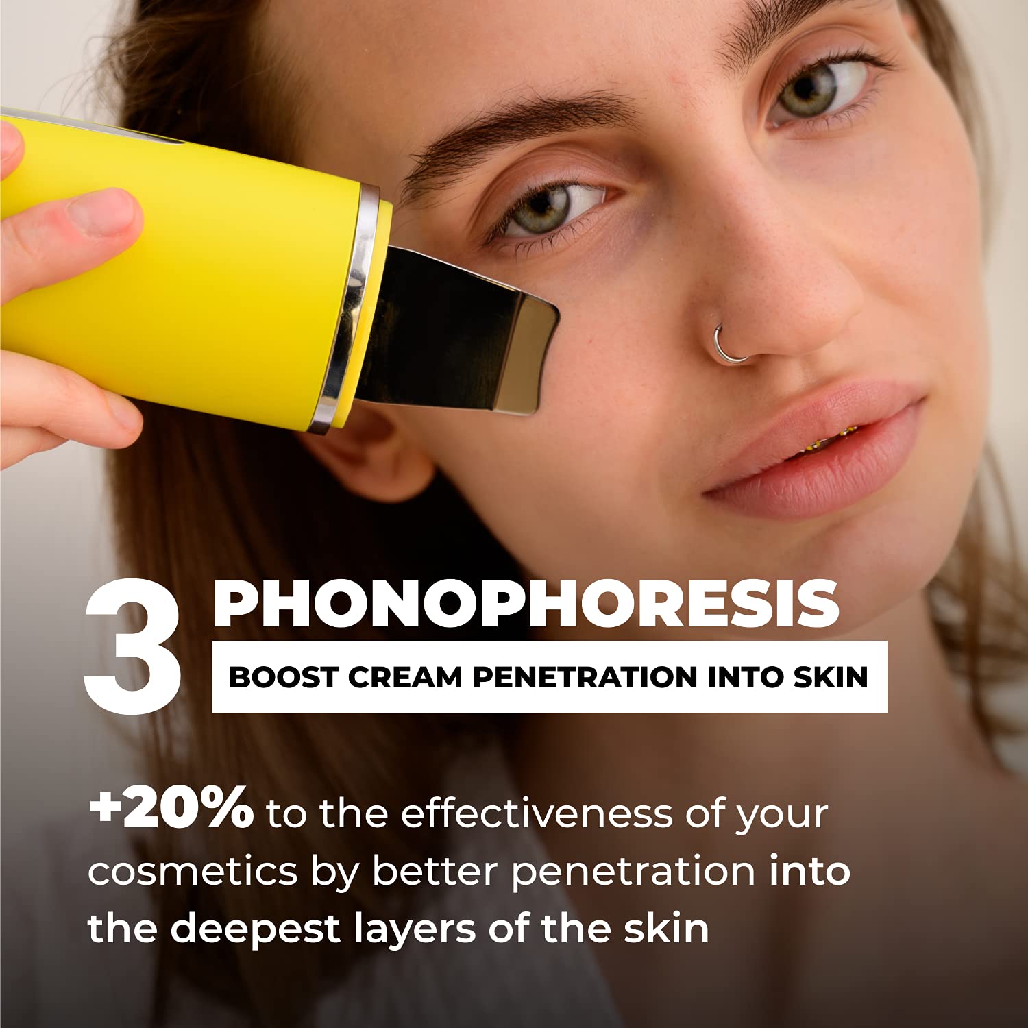 GESS Exotic Ultraschall-Gesichtsreiniger, 7 Arten der Behandlung, Peeling Phonophorese, Ionenreinigung, Chromotherapie Desinkrustation, USB