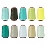 10 Pcs Sewing Thread, All Purpose Sewing Thread, 10 Spools Assorted Colors Each 800 Yards of Polyester Threads for Sewing Machine, Hand Stitching, Quilting, Serger (Green Color System)