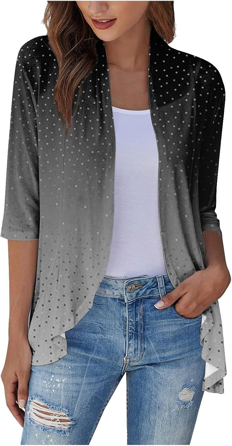 Finoceans Women's Kimono Cover Up - Chiffon Cardigan With Floral Print, XXX-Large, Khaki, Beach & Casual Wear
