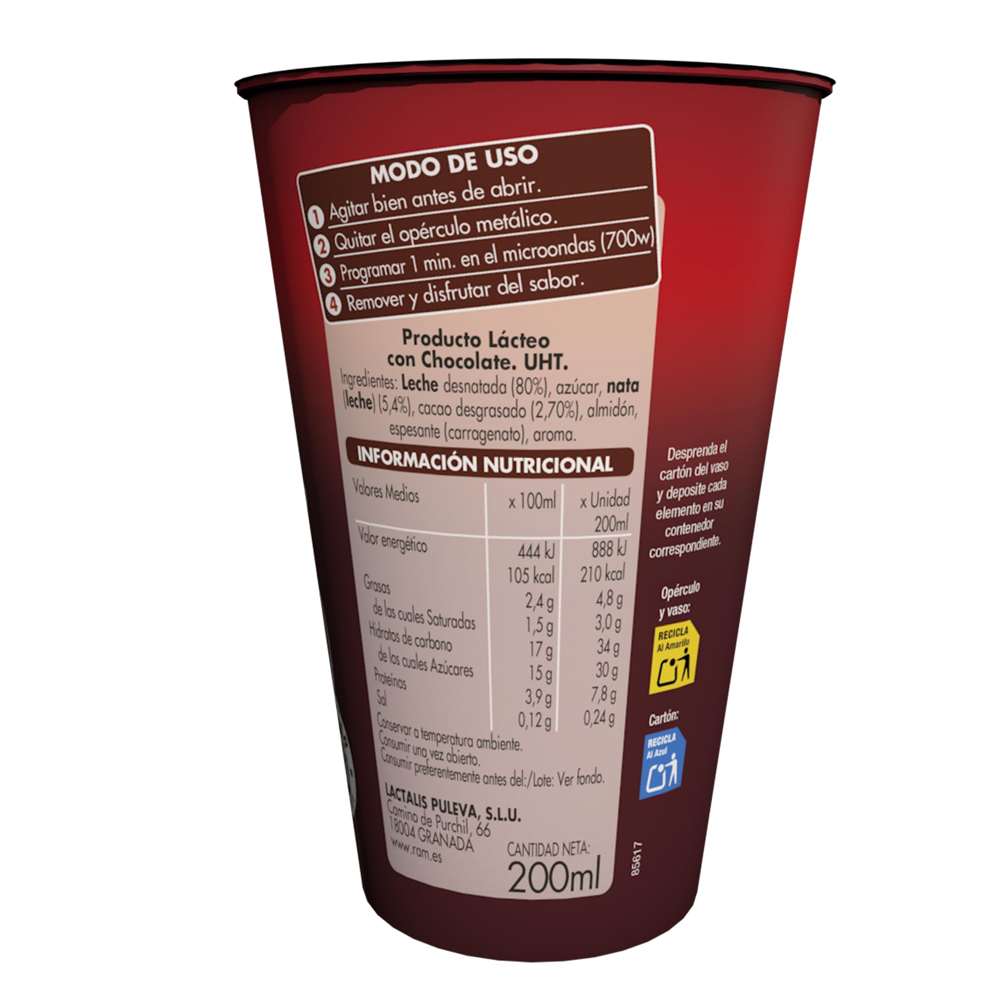 Chocolatíssimo Chocolate RAM vaso 200ml Caja 10 uds