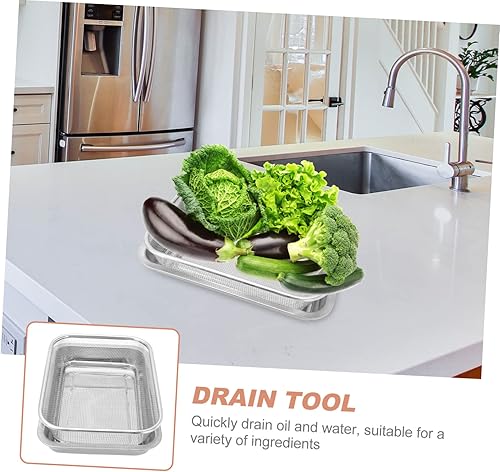 Miniatura 3 de BESTonZON Juego de 2 juegos de herramientas de parrilla de acero inoxidable para parrilla, colador de fregadero, cesta de colador de cocina, cuenco