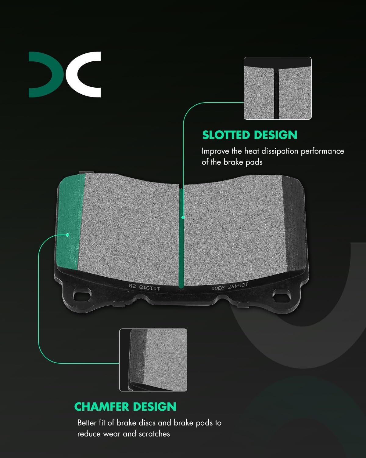 SCITOO D1050 Front/Rear Semi-Metal Brake Pads Sets Fit For Acura TL,For Buick,For Cadillac,For Chevy,For Ford,For Honda,For Hyundai,For Mitsubishi,For Pontiac,For Subaru,For Toyota,For Volvo