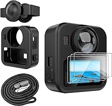 Case for GoPro MAX2 Cover Accessories + [3 Pieces] Tempered Glass Film for GoPro MAX 2
