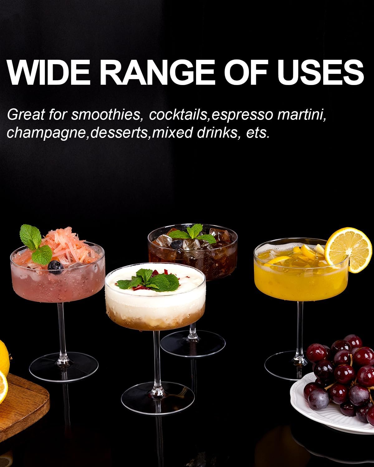 Ciaell 12PCS Clear Plastic Martini Glasses and 12PCS Red Plastic Martini Glasses