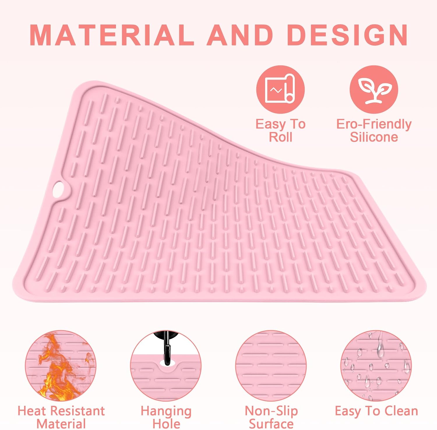 Oversize Silicone Heat Resistant Mat for Curling Irons, Flat Irons, Hair Straighteners and Hot Hair Styling Tools, Portable Hot Tools Cover Pad for Travel Vanity Salon(14.2" x 11.0")