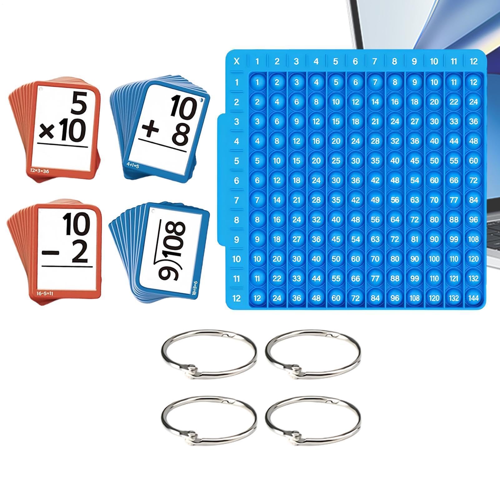 Math Learning Toys - Blue Silicone Board, Addition Subtraction Flash Cards, Math Cards | Interactive Counting Calculation Game For Kids Boys Girls Preschool Kindergarten Birthday