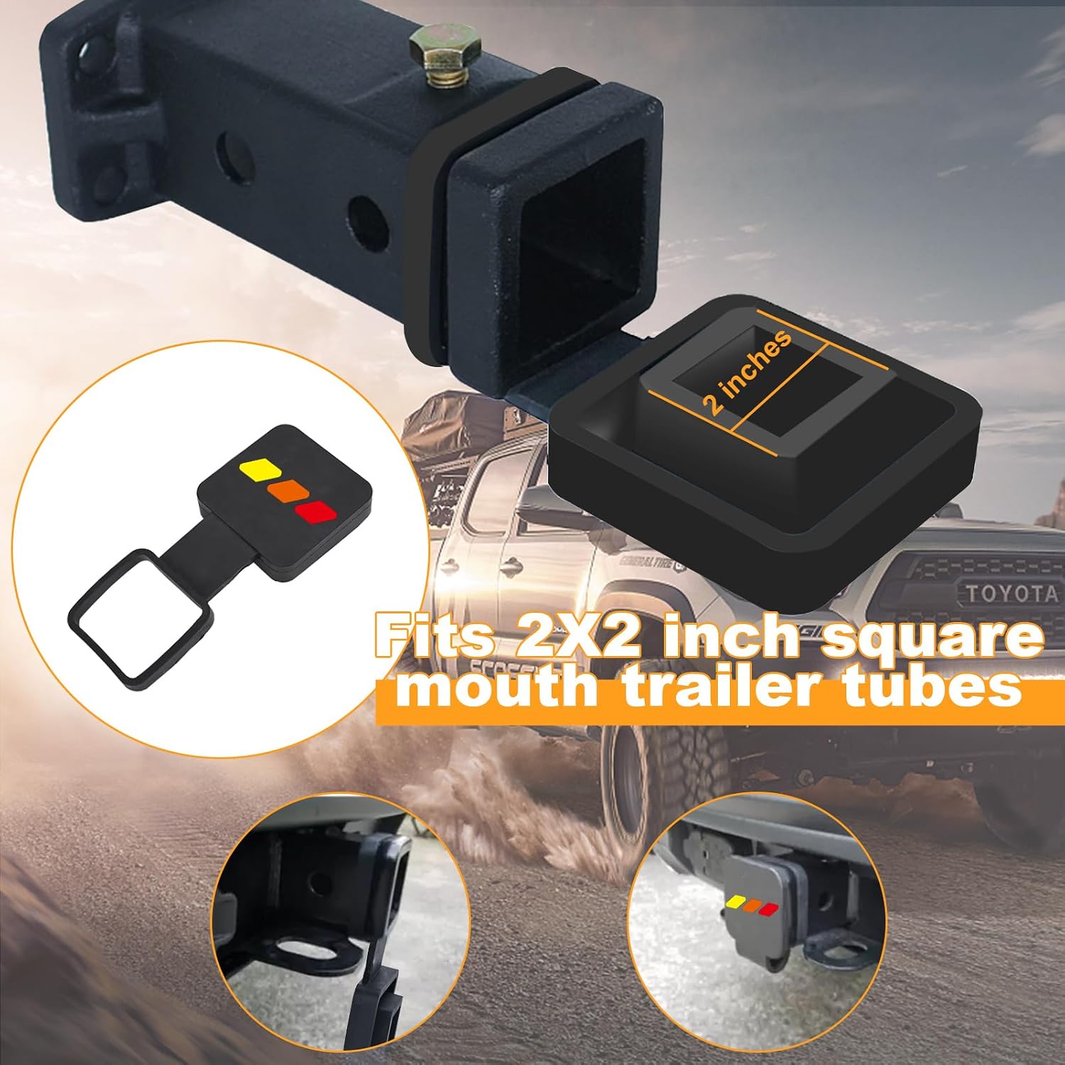 2 Inch Trailer Hitch Tube Cover Plug Cap, Trailer Receiver Tube Hitch Plug Cap Compatible with Toyota Car Accessories.