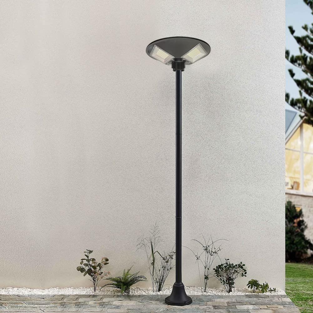 Mediawave Store - Faro Solare Stradale con Palo Curvo da Parete e Telecomando, Illuminazione per Esterni, Pannello Solare, Luce Bianca, Luce per Garage Parcheggio Giardino Vialetto, 55x13Ccm, 053004