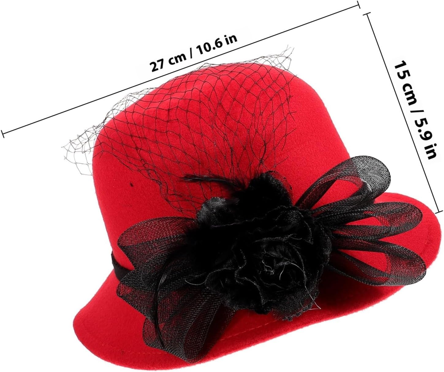 ARTIBETTER Fashionable Red Gauze Church Hat for Women with Large Brim, Lightweight and Multi-use Sun Protection Hat Suitable for Weddings and Travel