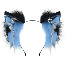 Handmade Faux Fur Cat Ear Headband with Charms Cosplay Accessory for Halloween